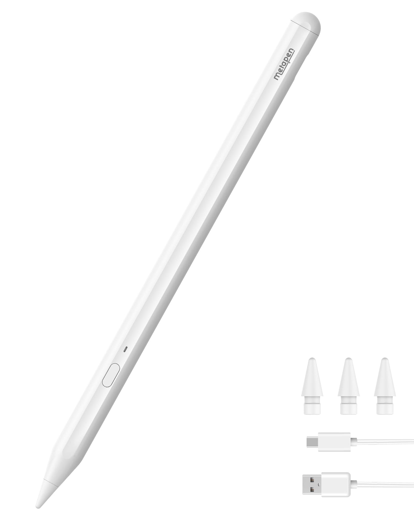 Metapen iPad Pencil A11 - Bluetooth Stylus for iPad 10th/9th, Air 5/4/3, Pro 11 & 12.9, Classic White