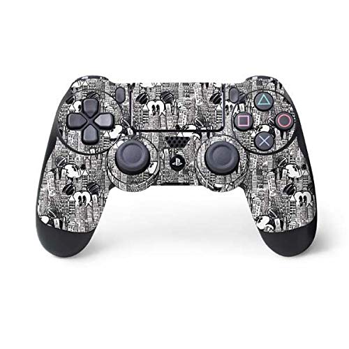 Skinit Decal Gaming Skin Compatible with PS4 Controller - Officially Licensed Disney Mickey Mouse Cityscape Sketch Design
