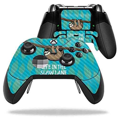 MightySkins Carbon Fiber Skin for Microsoft Xbox One Elite Controller - Slow Sloth | Protective  Durable Textured Carbon Fiber Finish | Easy to Apply  Remove  and Change Styles | Made in The USA