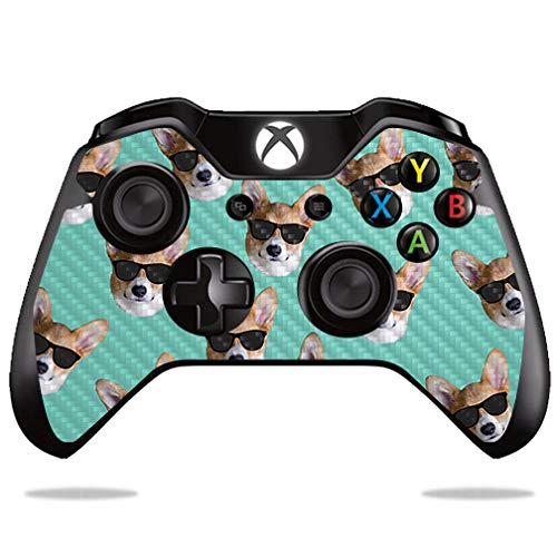 MightySkins Carbon Fiber Skin for Microsoft Xbox One or One S Controller - Cool Corgi | Protective  Durable Textured Carbon Fiber Finish | Easy to Apply  Remove  and Change Styles | Made in The USA