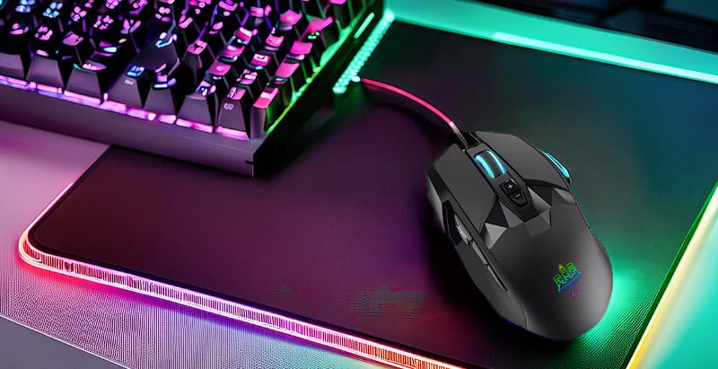MOJO-HOME MOJO Pro Performance Silent Gaming Mouse - Wired, 12000 DPI, 9 Programmable Buttons, Black, Model MJ-189