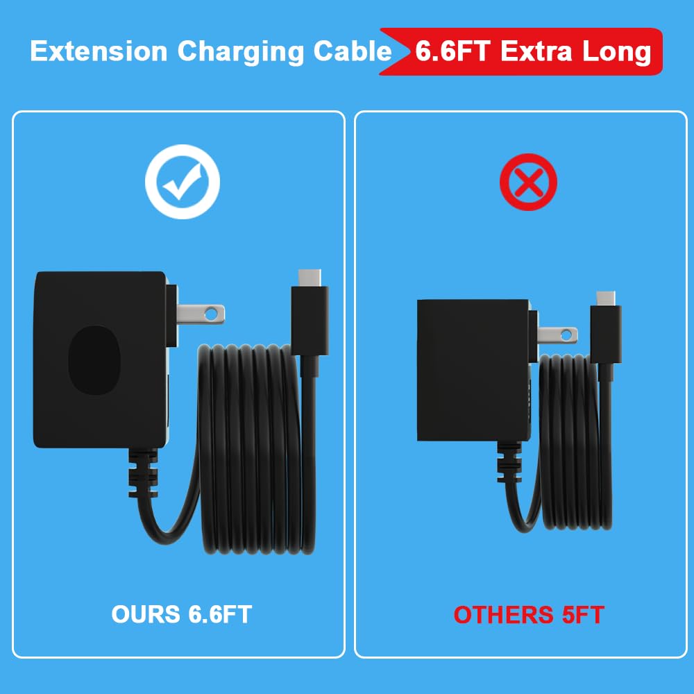 ZYHKJYL 6.6FT Fast Charger for Nintendo Switch - USB C Power Adapter, 15V/2.6A, Black, Compatible with Switch/Lite/OLED/Dock