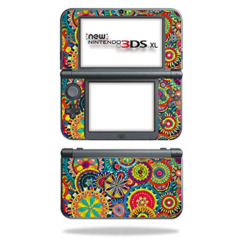 MightySkins Carbon Fiber Skin for Nintendo New 3DS XL (2015) - Flower Wheels | Protective  Durable Textured Carbon Fiber Finish | Easy to Apply  Remove  and Change Styles | Made in The USA