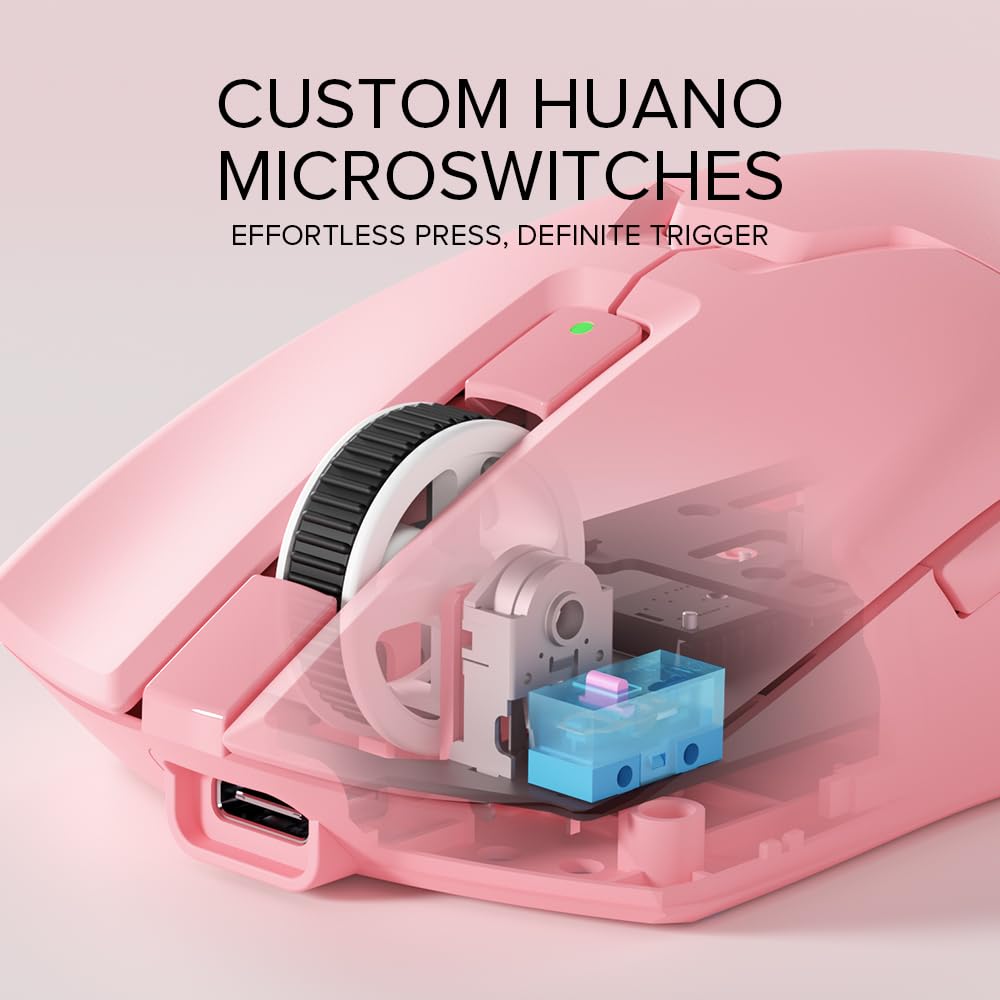 DeLUX M800 Ultra Wireless Gaming Mouse - 26000DPI, 1000Hz, Tri-Mode, 55g Lightweight, 120 Hours Endurance, Pink-600mAh