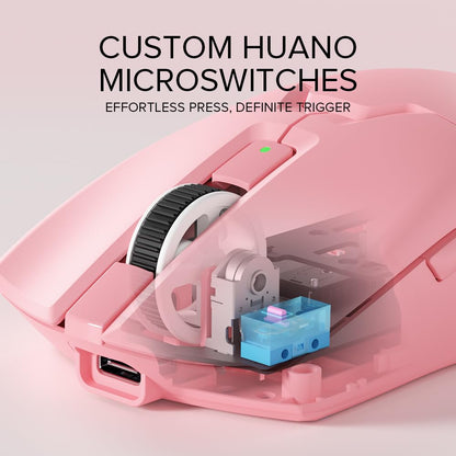 DeLUX M800 Ultra Wireless Gaming Mouse - 26000DPI, 1000Hz, Tri-Mode, 55g Lightweight, 120 Hours Endurance, Pink-600mAh