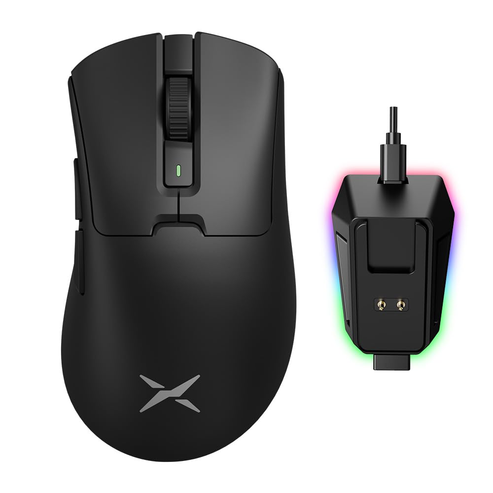 DeLUX M900PRO Wireless Gaming Mouse - 8000Hz, RGB Dock, 63g Ergonomic, PAW3395 Sensor, 26000DPI, Black