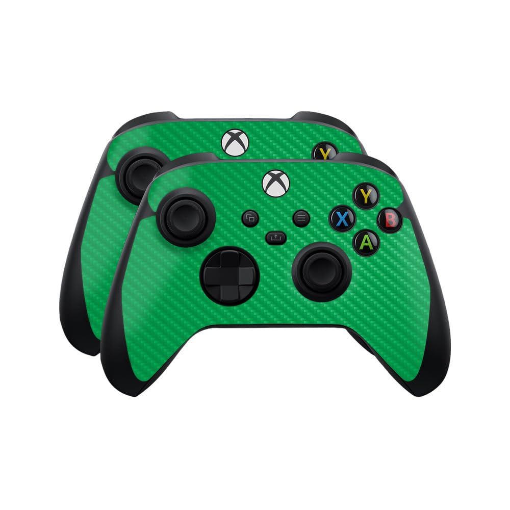 Carbon Fiber Skin Compatible with Microsoft Xbox Series X|S Controller (2 Pack) - Solid Green - Premium 3M Vinyl Protective Wrap Decal Cover - Easy to Apply | Crafted in The USA by MightySkins