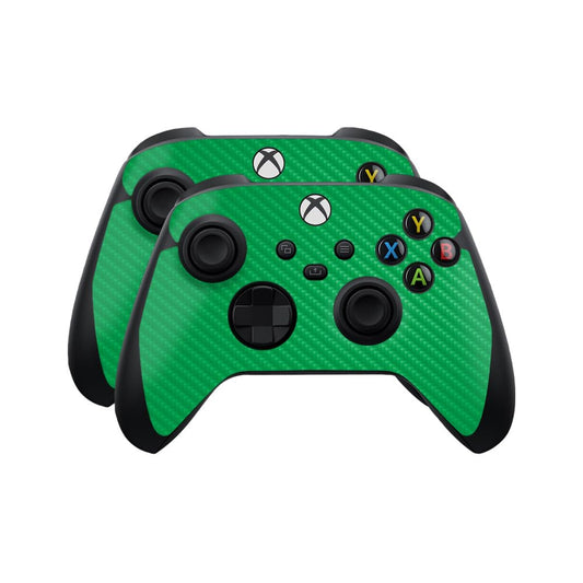 Carbon Fiber Skin Compatible with Microsoft Xbox Series X|S Controller (2 Pack) - Solid Green - Premium 3M Vinyl Protective Wrap Decal Cover - Easy to Apply | Crafted in The USA by MightySkins
