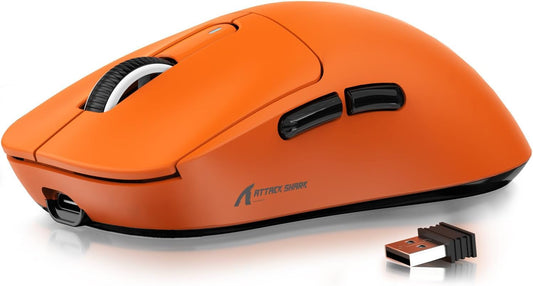 MANBASNAKE ATTACK SHARK X3 Wireless Gaming Mouse, 49g, 26K DPI Optical Sensor, 200h Battery Life, Ergonomic Design, Orange