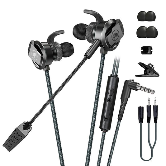 DLAND Wired Gaming Headset with Detachable Microphone - 10mm HD Sound for PS4/Xbox/PC/Switch/Mobile, Lightweight Earbuds with No