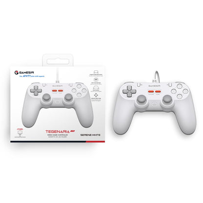 GameSir Wired Game Controller for Switch, Android, iOS, PC - Retro Design, Hall Effect Sticks, Dual Rumble Motors, Serene White