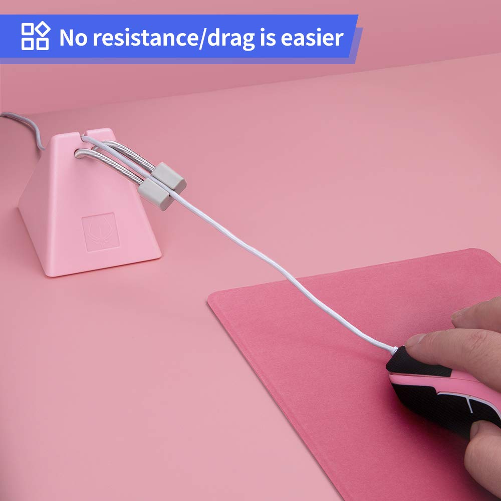 Hotline Games Mouse Bungee Cord Clip for Esports - Rubber, 3.0 Pink