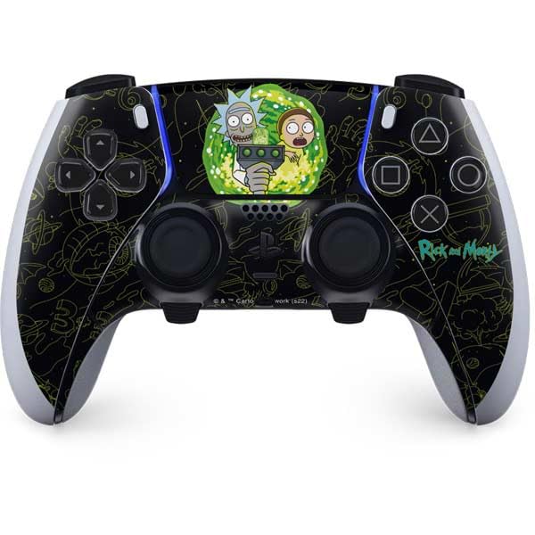 Skinit Decal Gaming Skin Compatible with PS5 DualSense Edge Pro Controller - Officially Licensed Adult Swim Rick and Morty Portal Travel Design