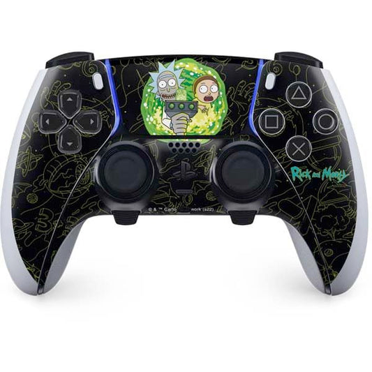 Skinit Decal Gaming Skin Compatible with PS5 DualSense Edge Pro Controller - Officially Licensed Adult Swim Rick and Morty Portal Travel Design
