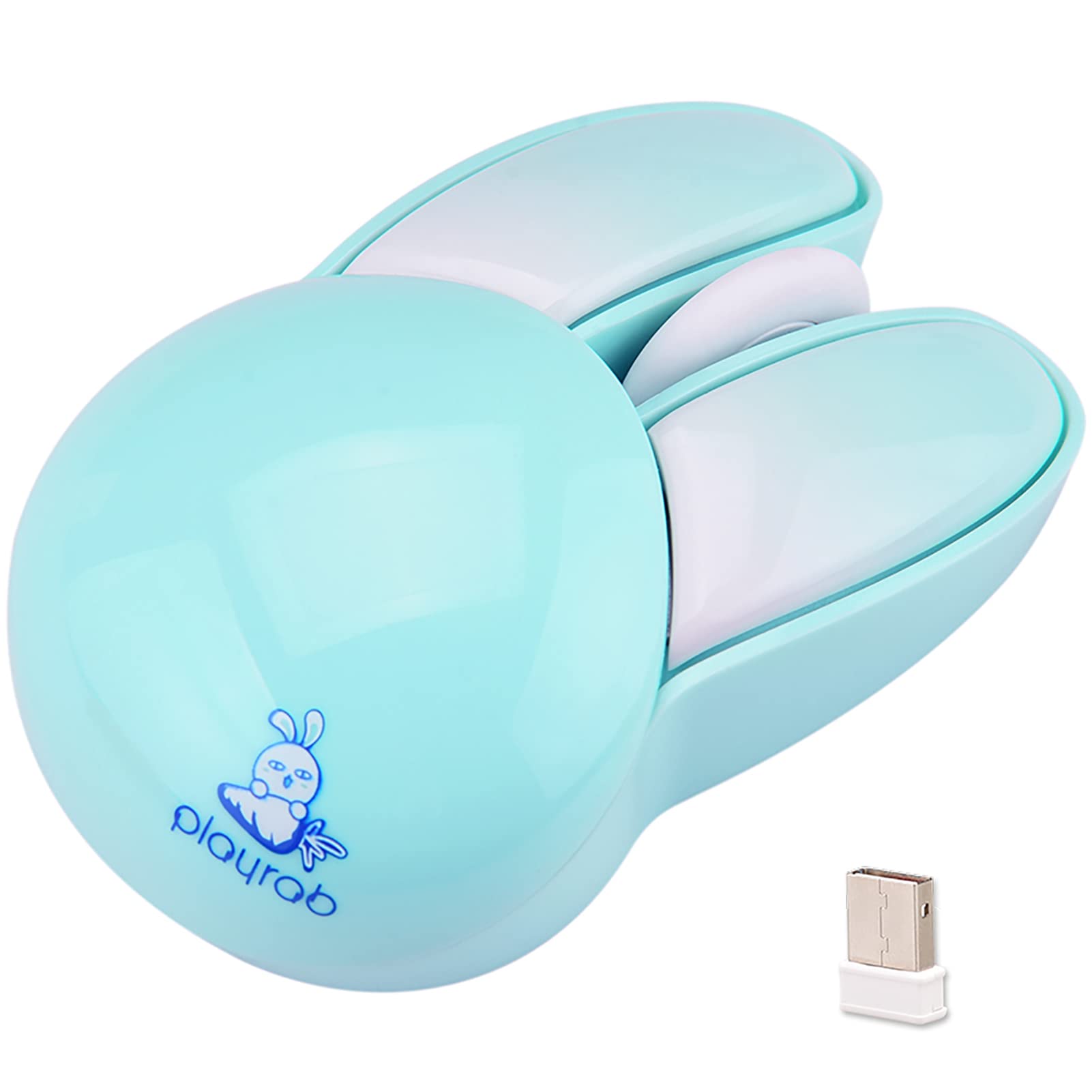 Lomiluskr Wireless Cute Bunny Mouse, 2.4G Soundless Design, Lightweight, Blue Bunny, Model 829 for Kids and Girls