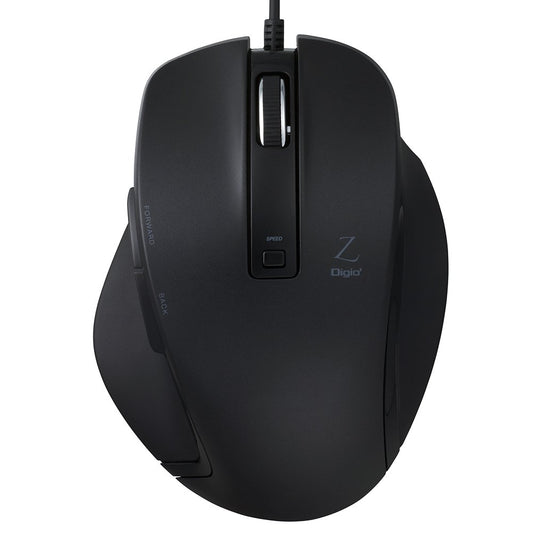 Nakabayashi Digio2 Z8344 Wired Mouse, 5 Buttons, Medium Size, Black with Blue LED