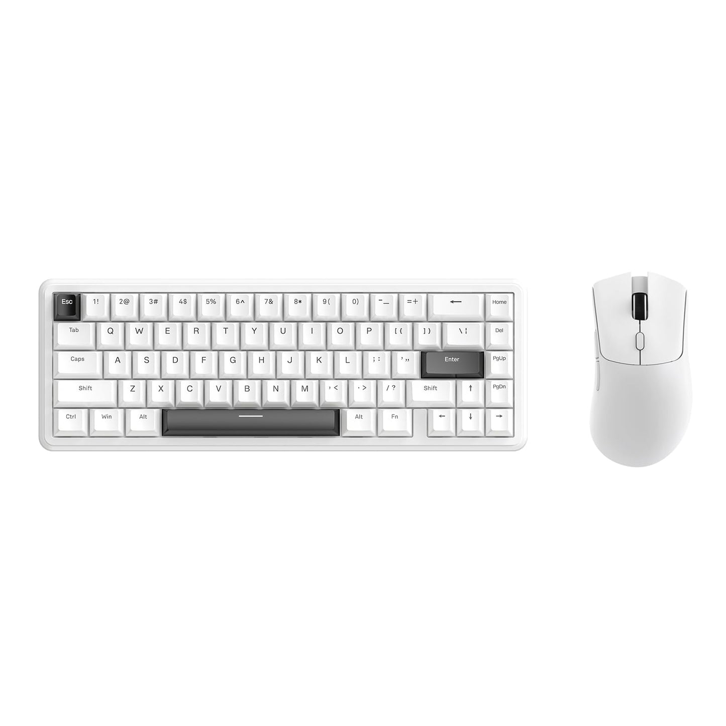 ATTACK SHARK X65 HE Wired Rapid Trigger Magnetic Switch 65% Mechanical Gaming Keyboard and R1 Mouse Combo 8KHZ Polling Rate 2.4Ghz Wireless/USB C/BT Lightweight Mice 18K DPI for Esport Gamer(White)