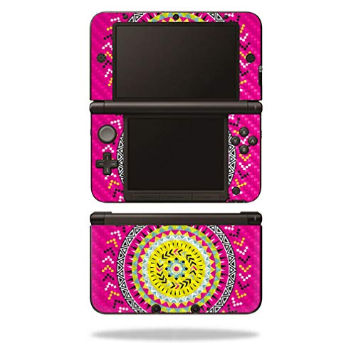 MightySkins Carbon Fiber Skin for Nintendo 3DS XL Original (2012-2014) - Pink Aztec | Protective  Durable Textured Carbon Fiber Finish | Easy to Apply  Remove  and Change Styles | Made in The USA
