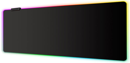 Meffort Inc RGB Gaming Mouse Pad - XXL LED Gaming Mouse Mat with Custom Design Stitched Edges (31.5 x 11.8 Inch  Black)