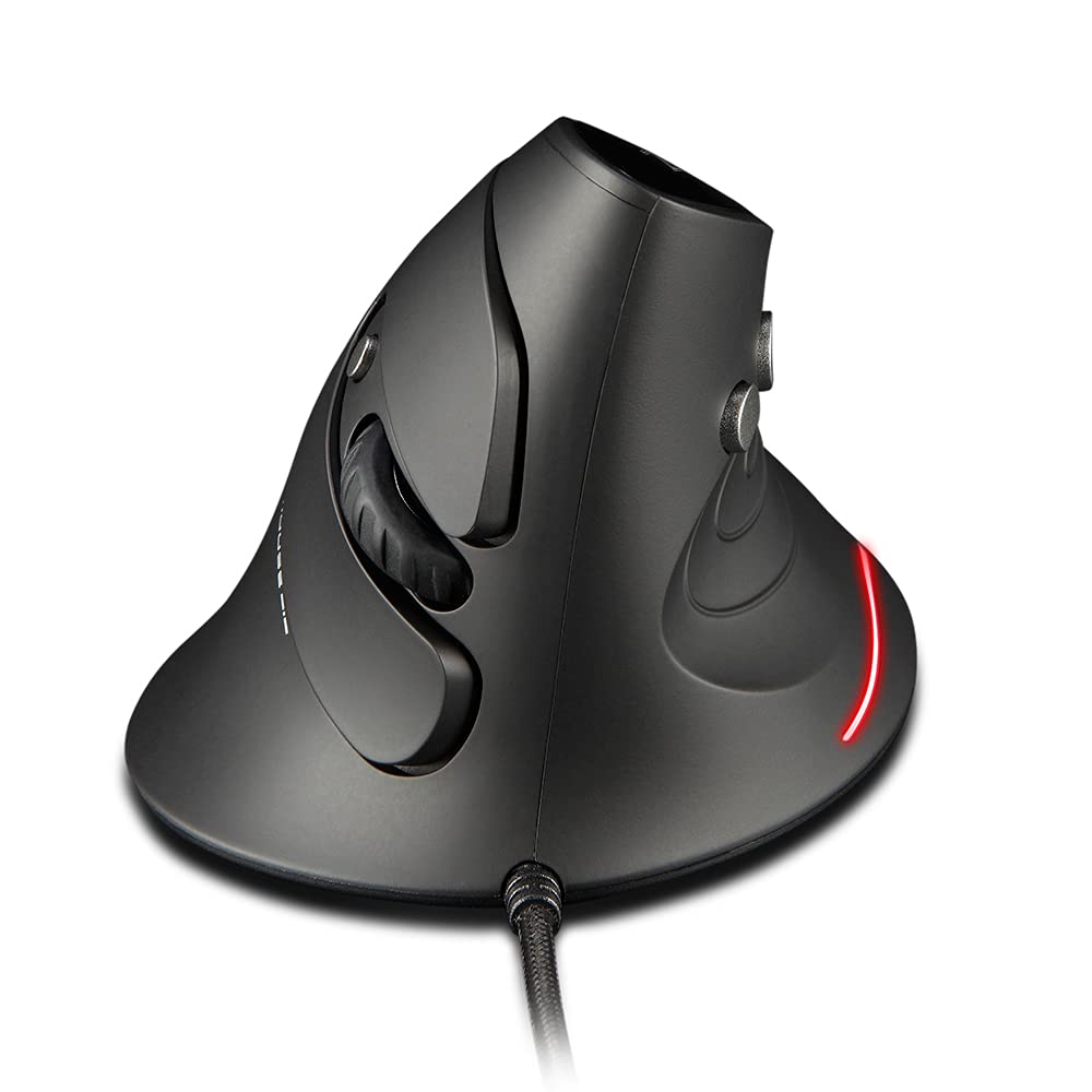 zelotes Wired Vertical Mouse 3200DPI 6 Buttons Removable Wrist Rest Ergonomic Design LED Illumination USB Optical Mouse for Laptop PC Mac Black
