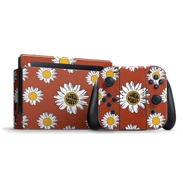 Skinit Decal Gaming Skin Compatible with Nintendo Switch Bundle - Flower Power Design