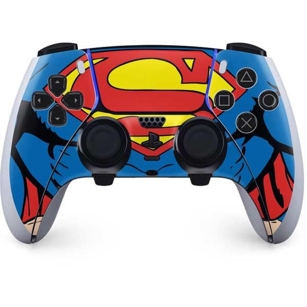 Skinit Decal Gaming Skin Compatible with PS5 DualSense Edge Pro Controller - Officially Licensed DC Comics Superman Vintage Chest Design