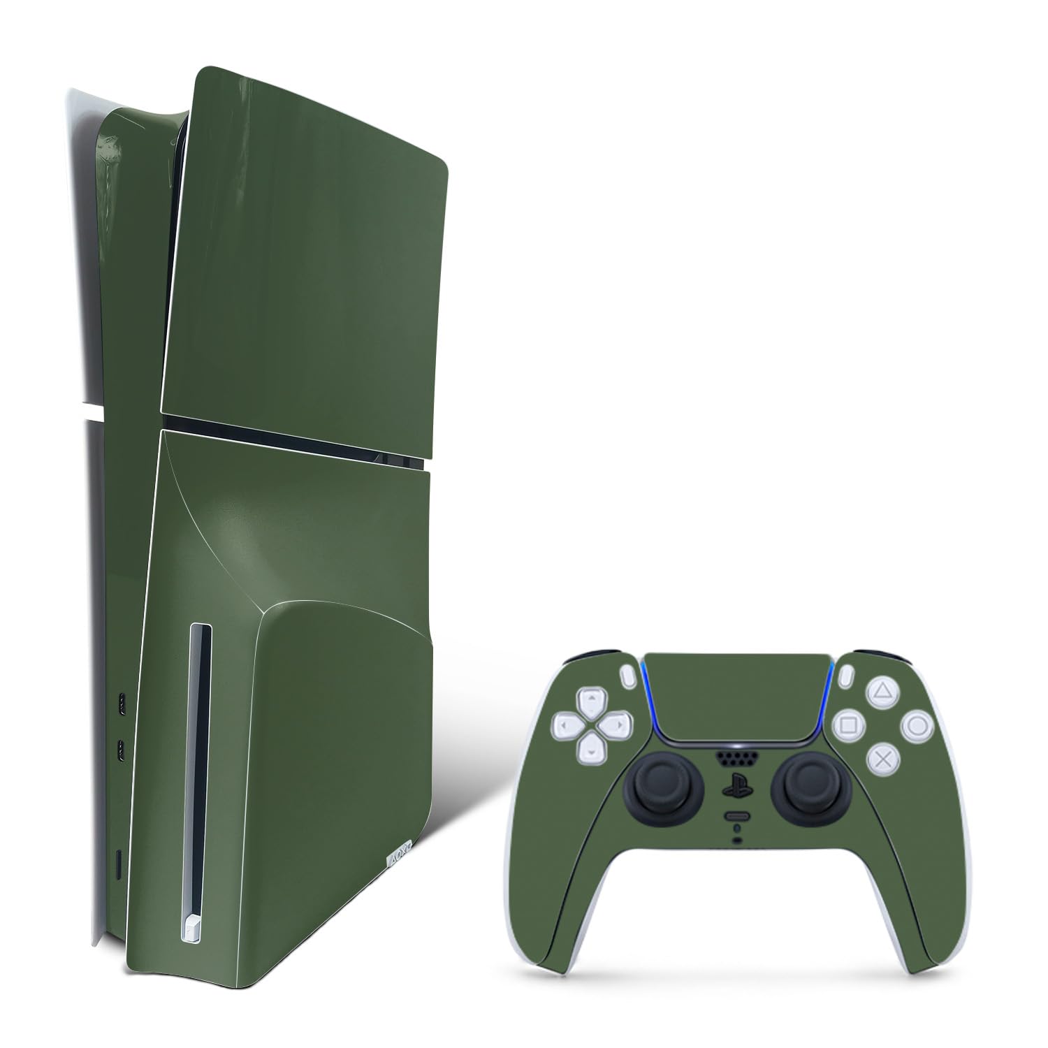MightySkins Skin Compatible with PlayStation 5 Slim Disk Edition Bundle - Solid Olive | Protective  Durable  and Unique Vinyl Decal wrap Cover | Easy to Apply | Made in The USA
