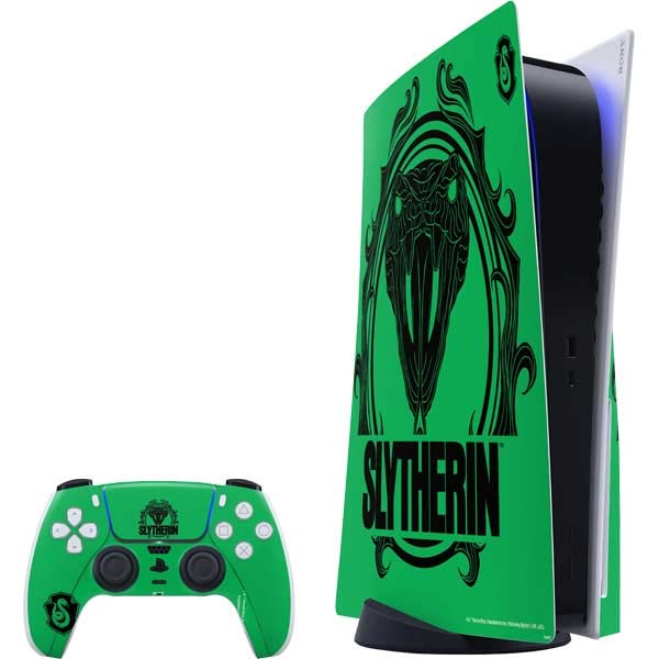Skinit Decal Gaming Skin Compatible with PS5 Console and Controller - Officially Licensed Warner Bros Slytherin Illustration Des