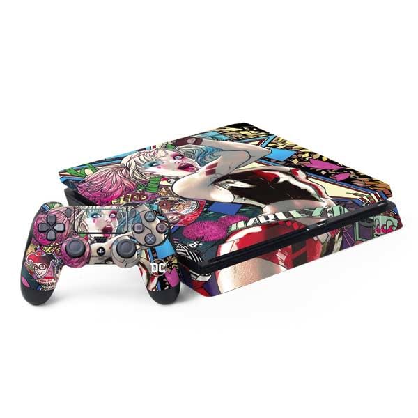 Skinit Decal Gaming Skin Compatible with PS4 Slim Bundle - Officially Licensed DC Comics Harley Quinn Action Pose Design