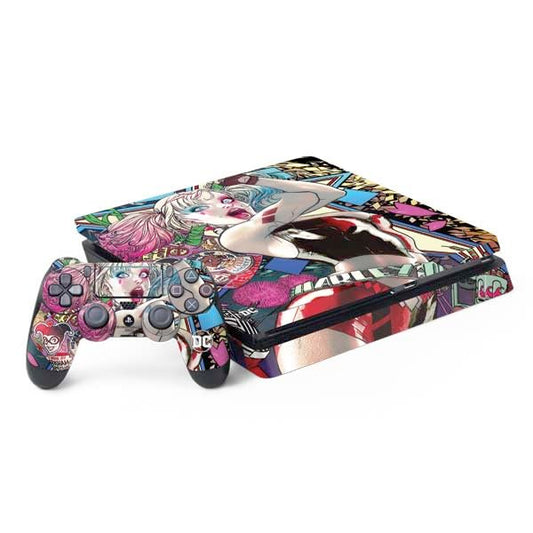 Skinit Decal Gaming Skin Compatible with PS4 Slim Bundle - Officially Licensed DC Comics Harley Quinn Action Pose Design