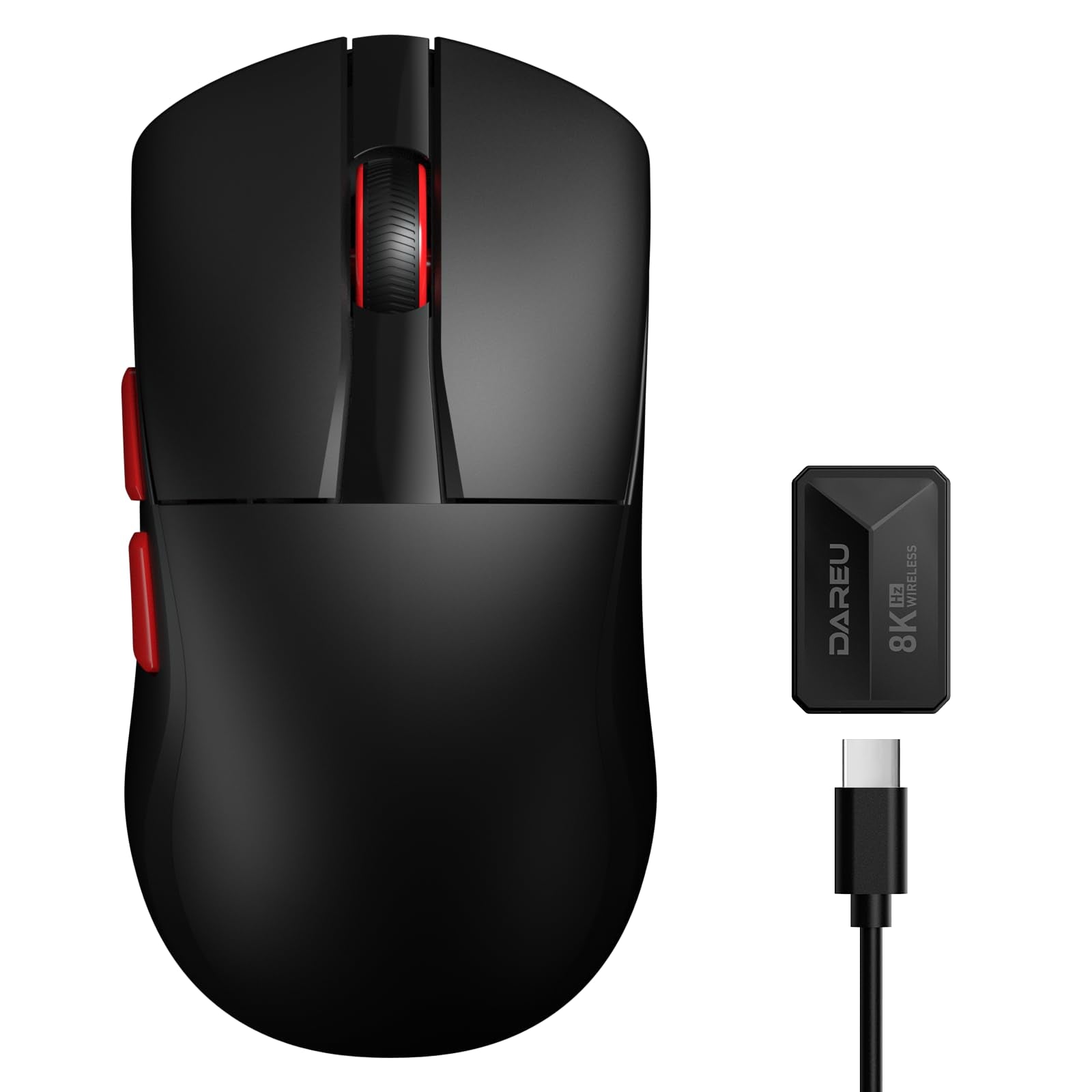 DAREU A950 Wireless Gaming Mouse - 8K Polling Rate, 30K Optical Sensor, 5 Programmable Buttons, Lightweight 1.23oz, Black