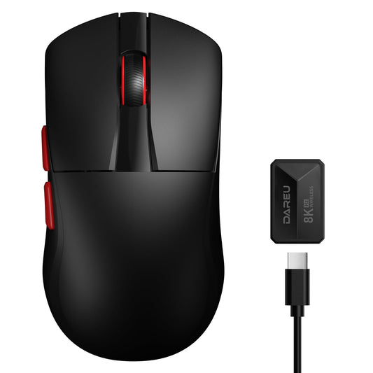 DAREU A950 Wireless Gaming Mouse - 8K Polling Rate, 30K Optical Sensor, 5 Programmable Buttons, Lightweight 1.23oz, Black