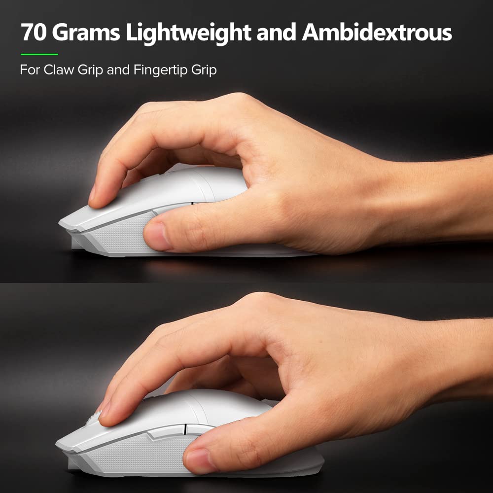 DeLUX M800PRO Wireless Gaming Mouse - PAW 3370 Sensor, 19000DPI, 6 Buttons, 70g Lightweight, White