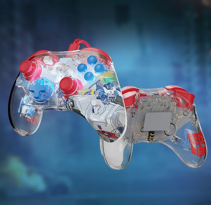 PDP Nintendo Switch Pro Controller - Customizable LED, 3.5mm Jack, Optimus Prime Design, Model 500-221-TOP