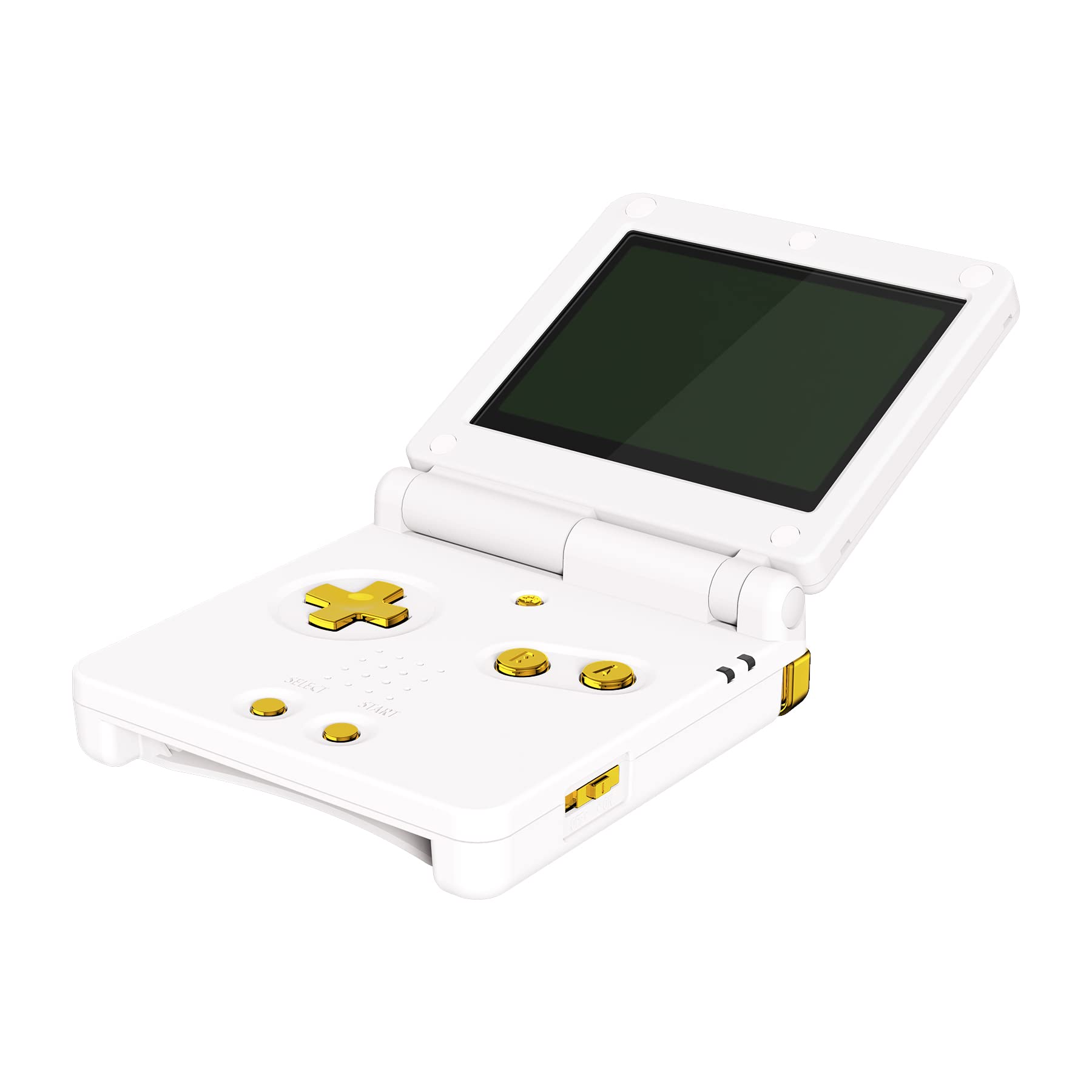 eXtremeRate Chrome Gold Glossy Custom Full Set Buttons for Gameboy Advance SP  Replacement A B L R Button Power On Off Volume Button D-pad Key for GBA SP Console - Console NOT Included