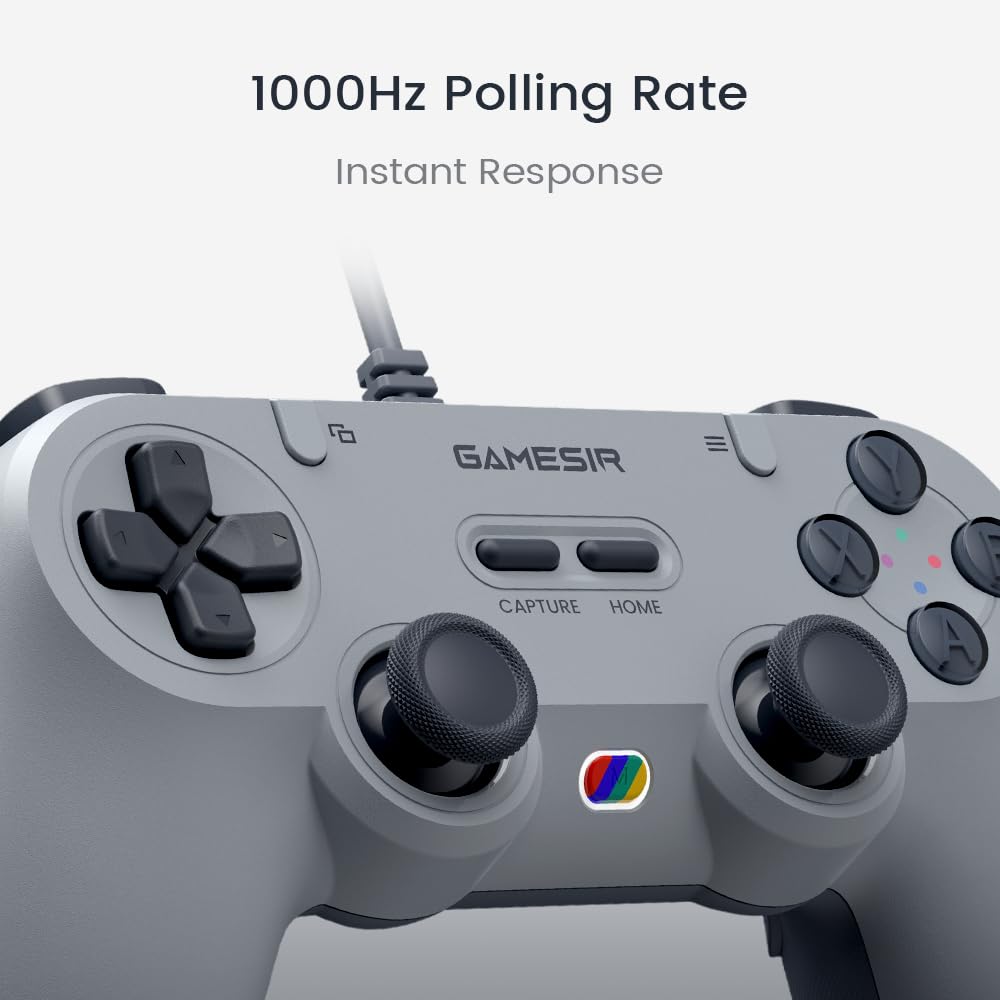 GameSir Wired Game Controller for Switch, Android, iOS, PC - Retro Gray, Model: GameSir-T3 Lite, Hall Effect Sticks, Dual Rumble Motors