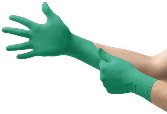 Ansell TouchNTuff 92-600 Nitrile Lightweight Glove with Beaded Cuff, Chemical/Splash Resistance, Powder Free, 4.7mil Thickness, 