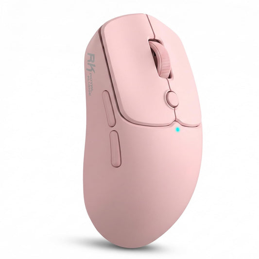RK ROYAL KLUDGE MO1 Wireless Mouse  55g Ultra-Lightweight Computer Mice  6 Programmable Buttons  2.4GHz/Bluetooth/Wired  6000 DPI Optical Sensor  Pink