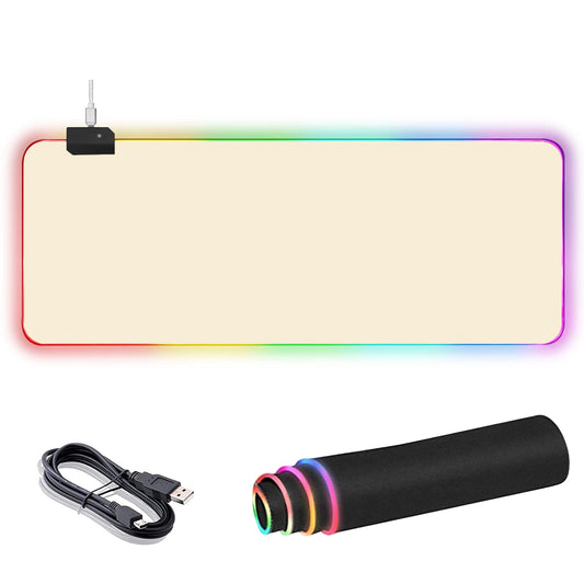 RGB Large Gaming Mouse Pad  Extended Mouse Pad with 14 Lighting Modes  Superior Micro-Weave Cloth  Non-Slip Base  800 x 300mm / 31.5 ? 11.8 in (Milk Tea)