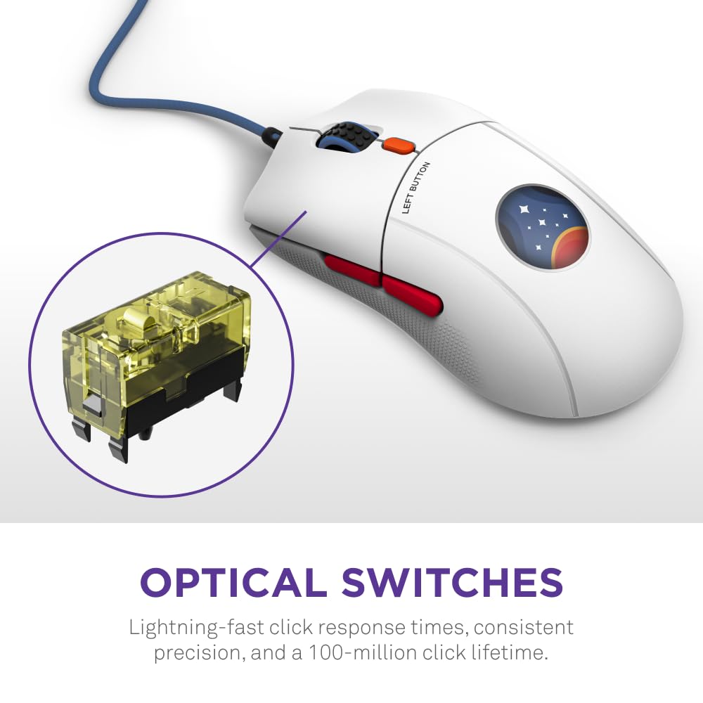 NZXT Lift 2 Symm Starfield Edition - Lightweight Wired Gaming Mouse - 58g, 8K Polling Rate, 26K DPI, Optical Switches, 100% PTFE
