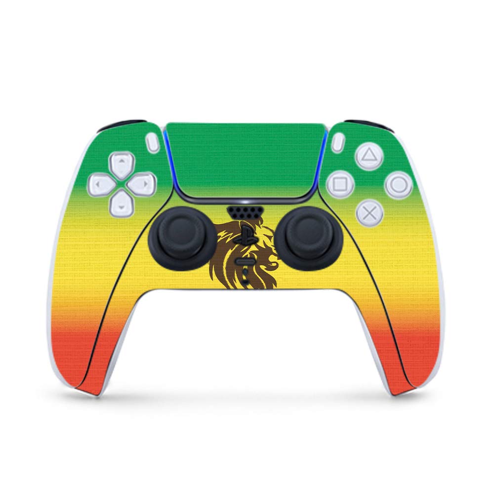 MightySkins Gaming Skin for PS5 / Playstation 5 Controller - Rasta Lion | Protective Viny wrap | Easy to Apply and Change Style | Made in The USA