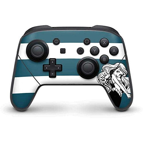 Skinit Decal Gaming Skin Compatible with Nintendo Switch Pro Controller - Officially Licensed Disney The Little Mermaid Ariel Stripes Design