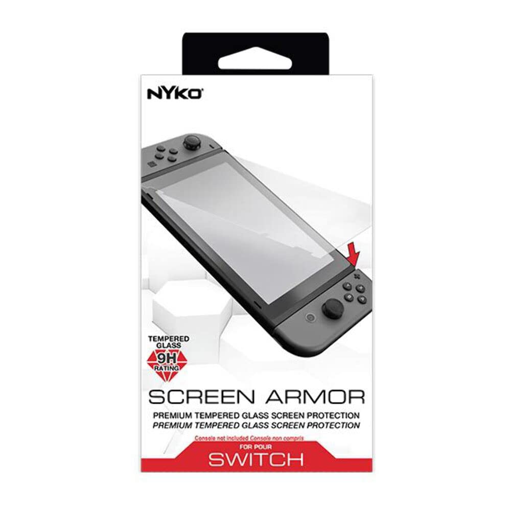Nyko  Screen Armor - 9H Tempered Glass Top of the Line Protection Against Scratches and Damage Screen Protector with Rounded Edges for Nintendo Switch