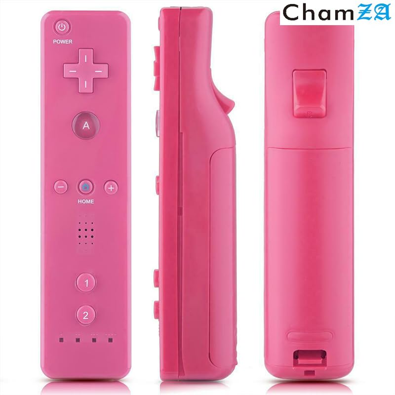 ChamZA Wireless Motion Remote Controller Gamepad for Wii/Wii U - Pink with Silicone Case & Hand Strap