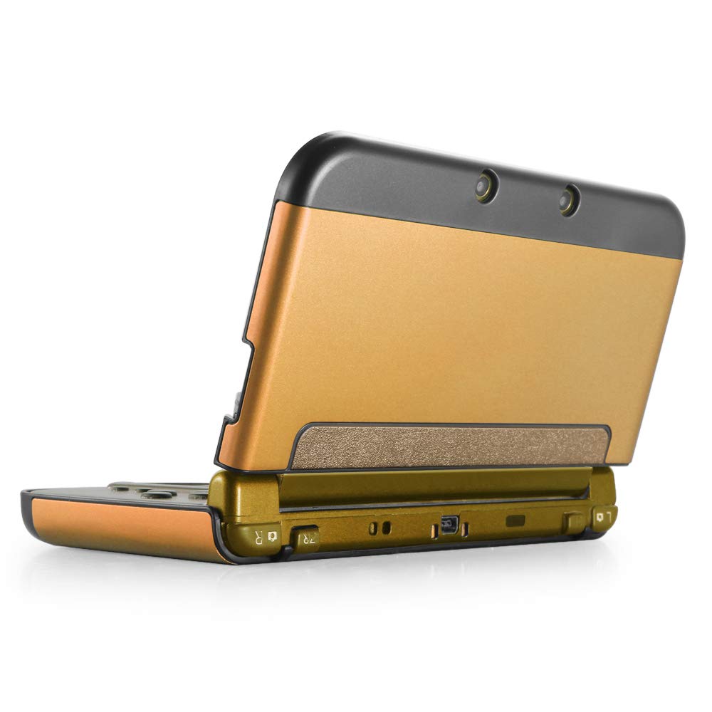 TNP Protective Case Compatible with Nintendo New 3DS XL LL 2015, Gold - Plastic + Aluminum Full Body Protective Snap-on Hard She