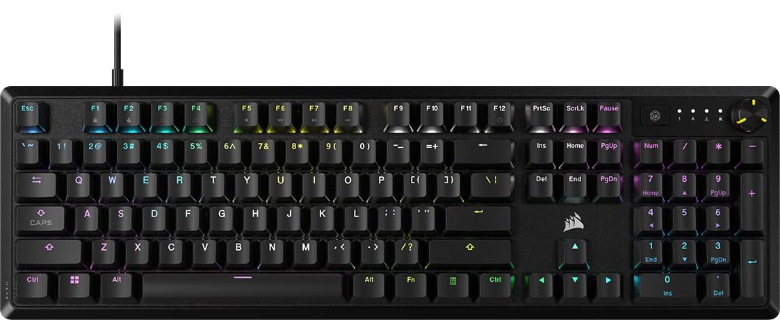 Corsair K70 CORE RGB Mechanical Gaming Keyboard - Pre-Lubed MLX Red Switches, Media Control Dial, Black, Without Palmrest, Model CH-910971E-NA