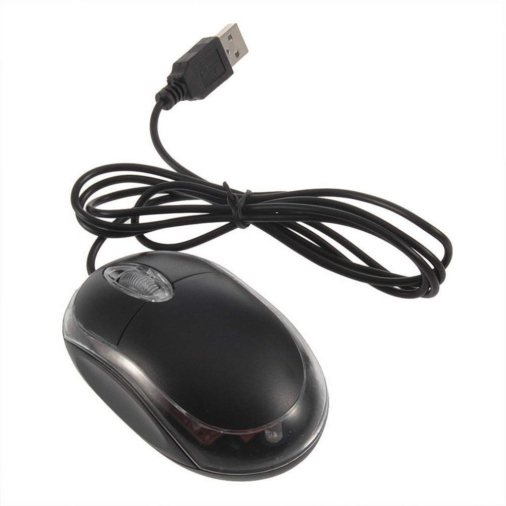 ANRANK UM2030AK Black USB Optical Mouse, 3-Button with Scroll Wheel, LED Light for PC/Laptop