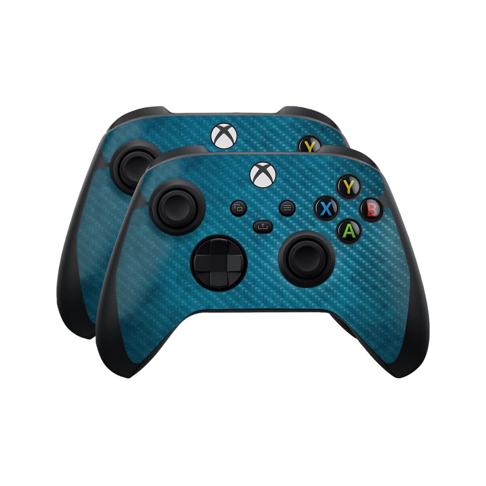 Carbon Fiber Skin Compatible with Microsoft Xbox Series X|S Controller (2 Pack) - Blue Strokes - Premium 3M Vinyl Protective Wrap Decal Cover - Easy to Apply | Crafted in The USA by MightySkins