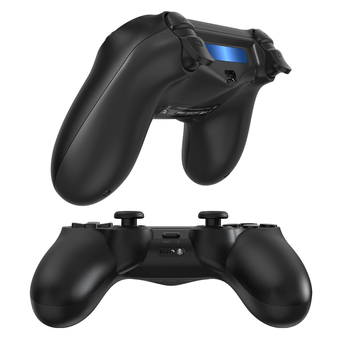 FASIGO Wireless Controller for PS4 Slim/Pro - 20h Rechargeable, Dual Vibration, Ergonomic Grip, Black - 2 Pack