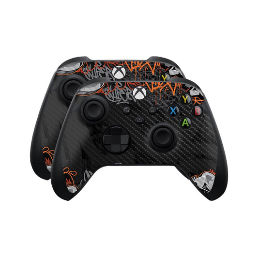 Carbon Fiber Skin Compatible with Microsoft Xbox Series X|S Controller (2 Pack) - Orange Tag - Premium 3M Vinyl Protective Wrap Decal Cover - Easy to Apply | Crafted in The USA by MightySkins